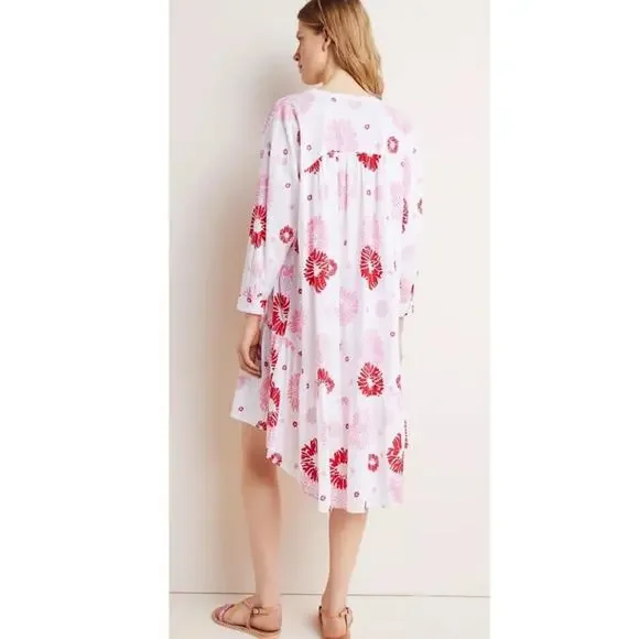 Ro's Garden Caroline Cover Up Tunic Dress in Floral Pink & Red XS Tuckernuck
